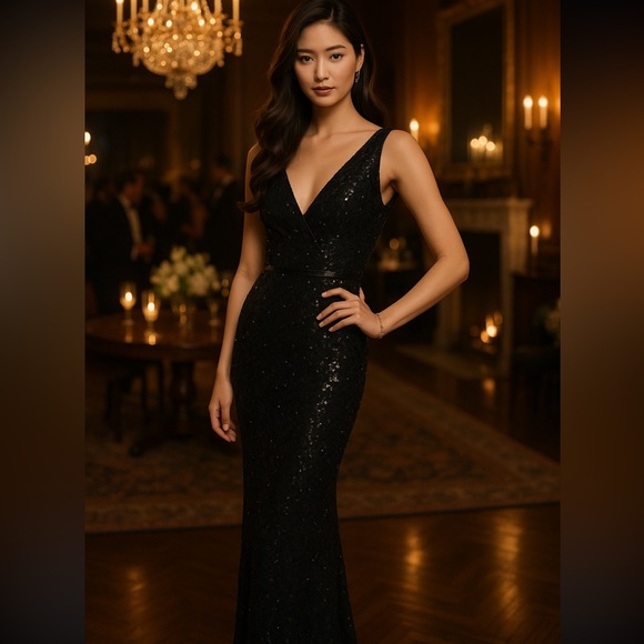 Lauren Ralph Lauren Black Sequin Maxi Dress - Picture 11 of 12